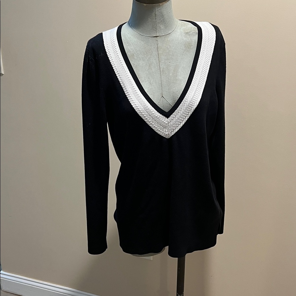 Talbots Black and White Sweater